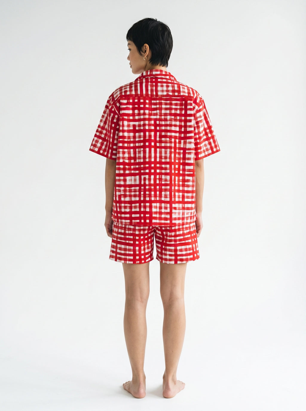 Red Check Print Cotton Shirt