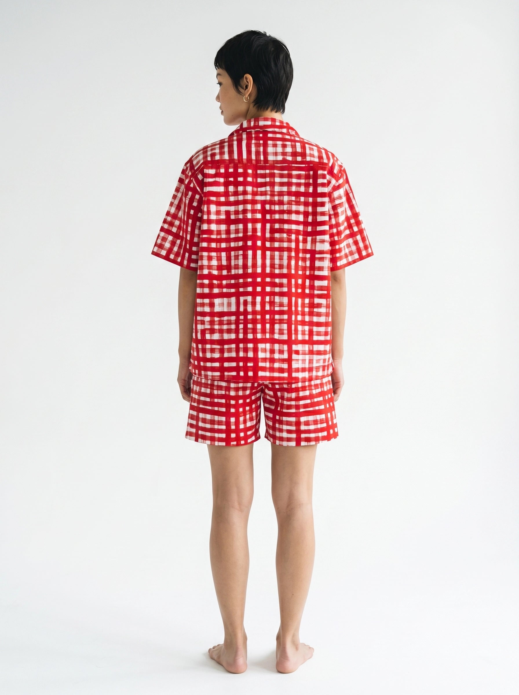 Red Check Print Cotton Shirt