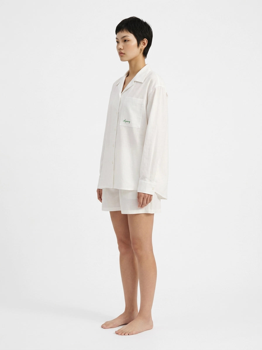 White Cotton Linen Shirt