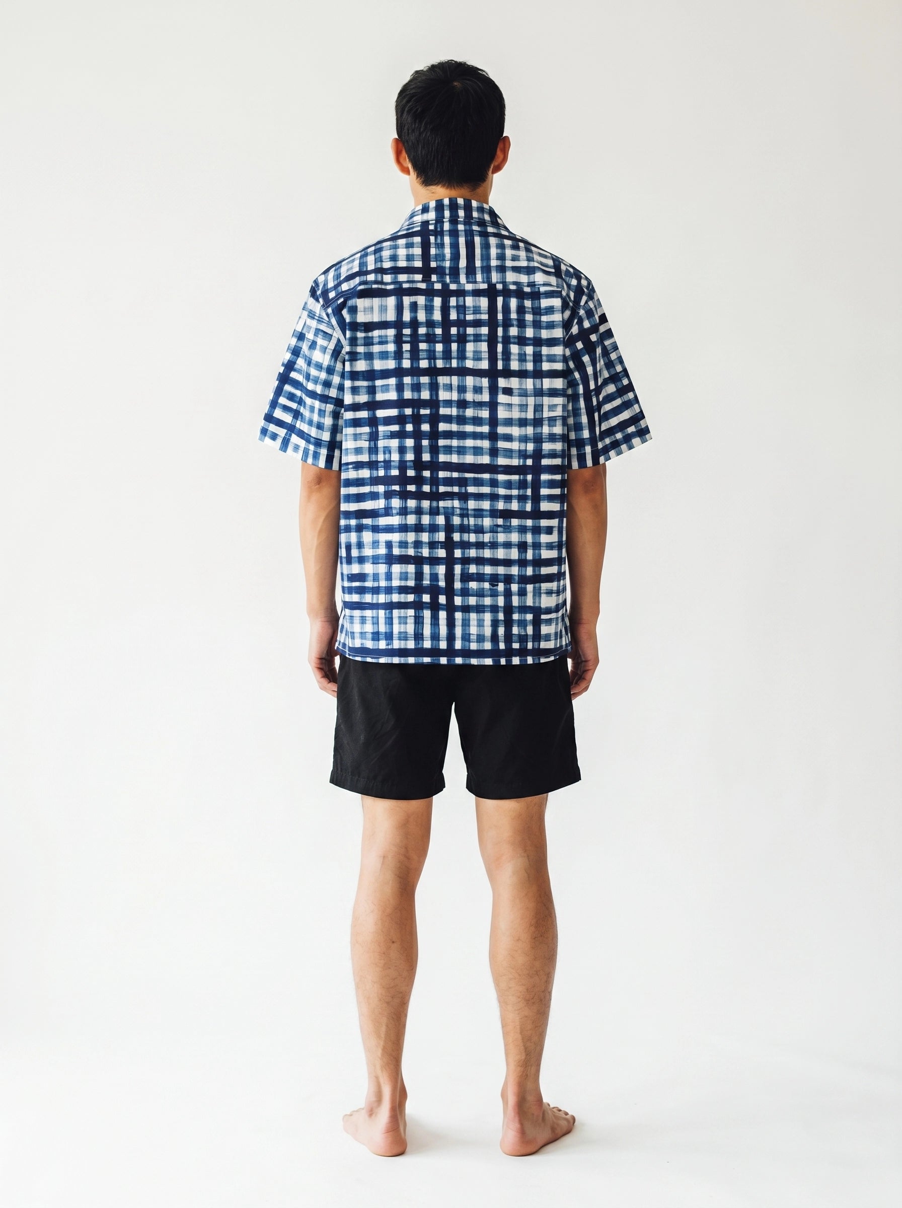 Blue Check Print Cotton Shirt