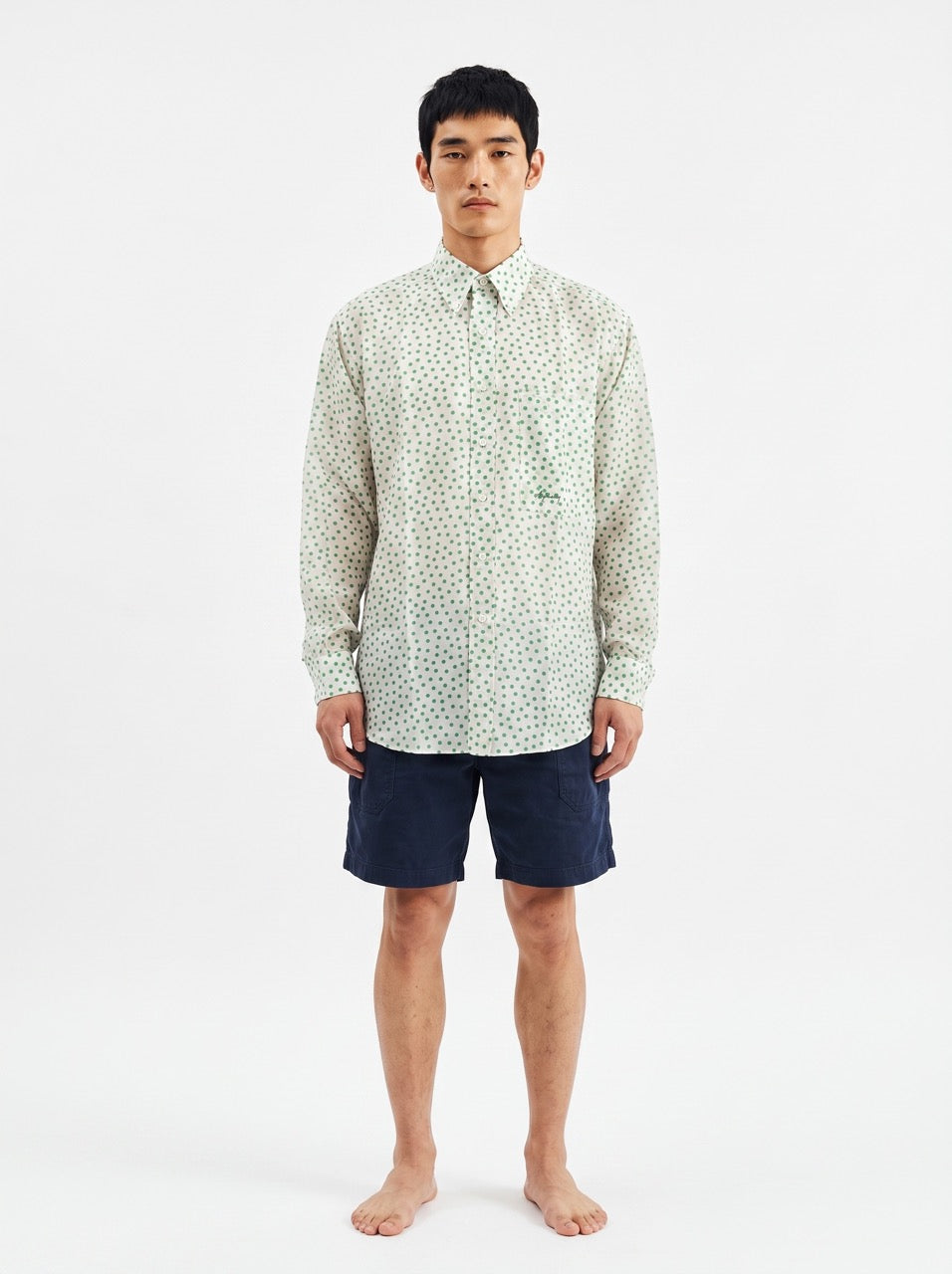 Cotton Silk Printed Button-Down Shirt