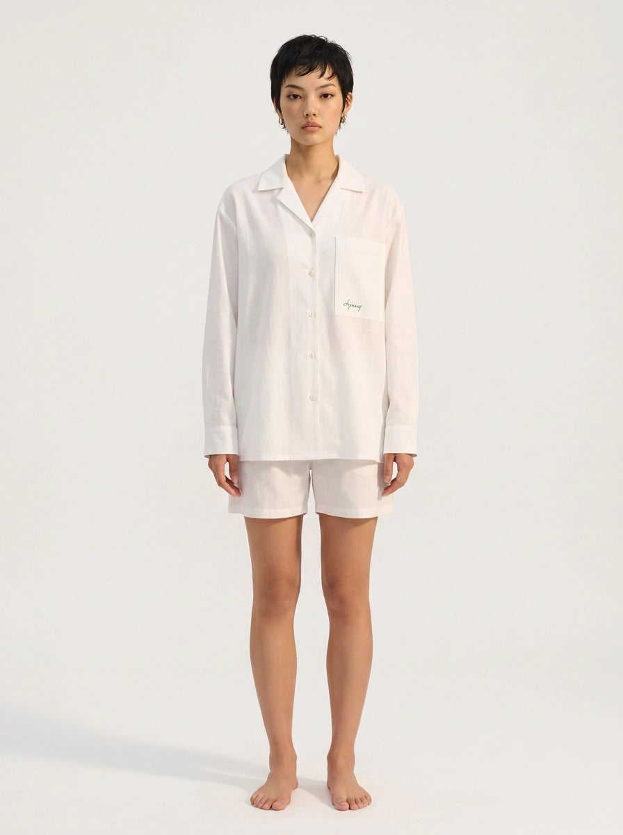 White Cotton Linen Shirt