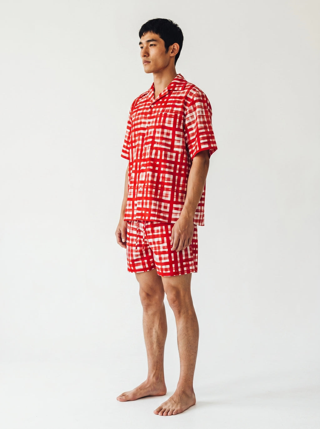 Red Check Print Cotton Shirt