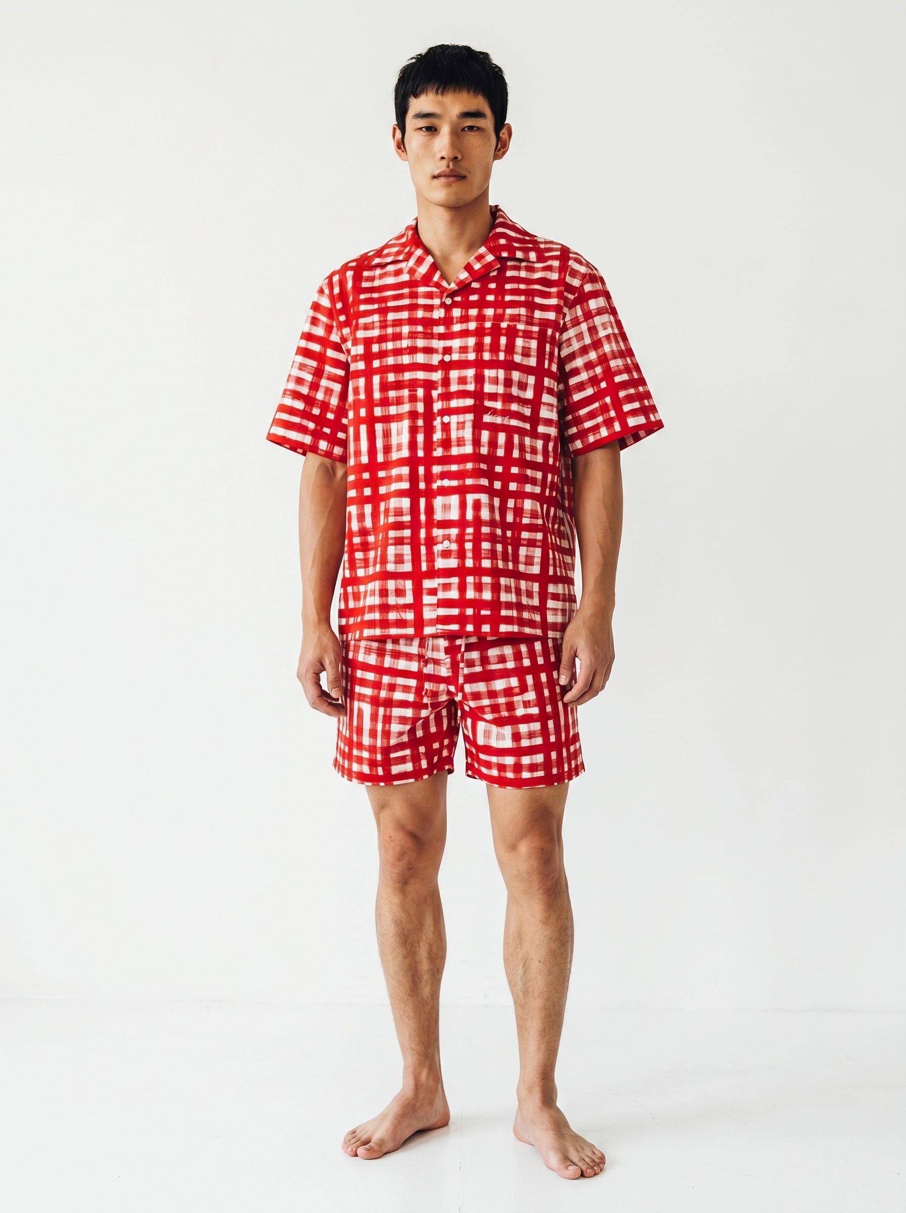 Red Check Print Cotton Shirt