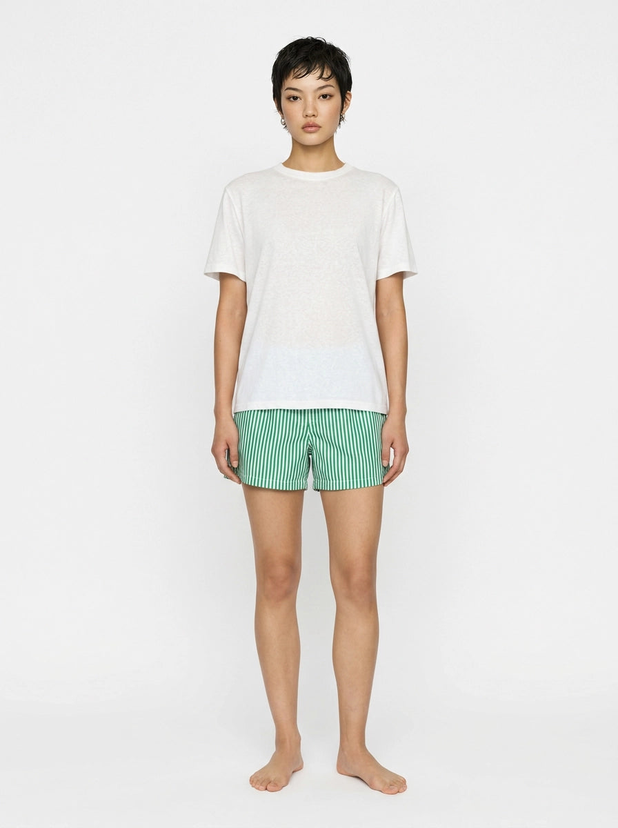 Green Stripe Cotton Boxer Shorts