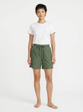 Olive Micro Print Cotton Silk Shorts