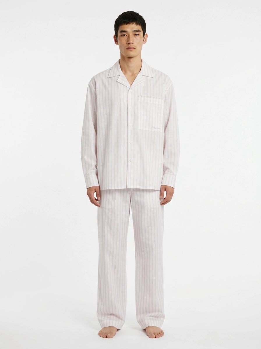 White & Red Fine Stripe Cotton Shirt