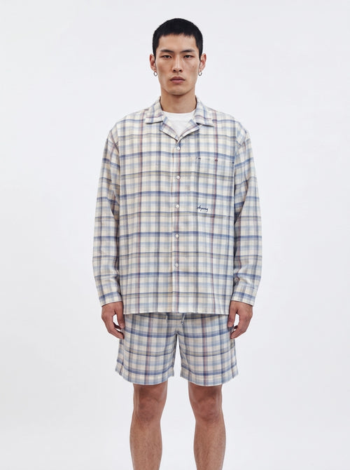 Blue & Beige Plaid Cotton Shirt
