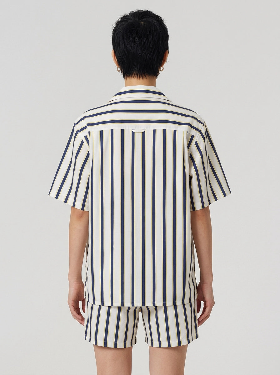 Navy & Yellow Stripe Cotton Shirt