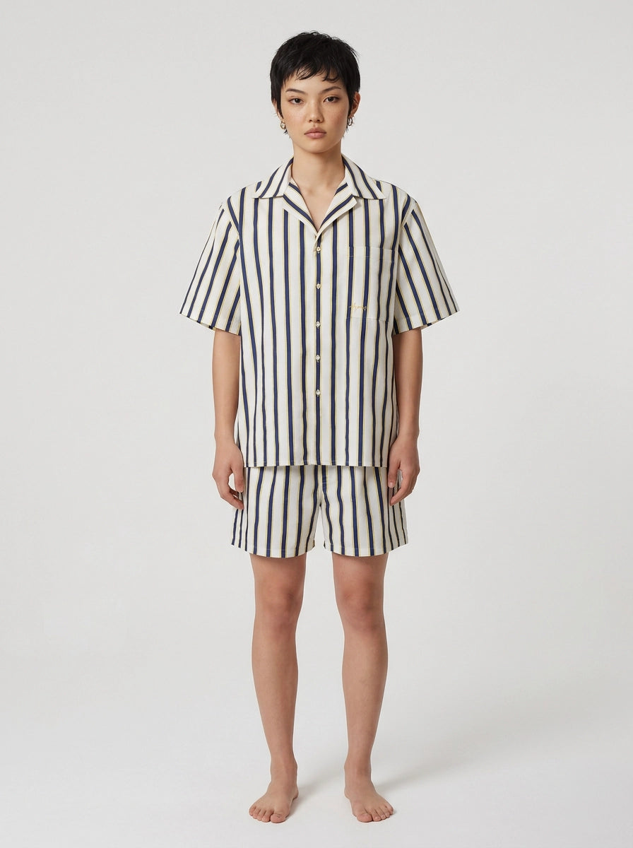 Navy & Yellow Stripe Cotton Shirt