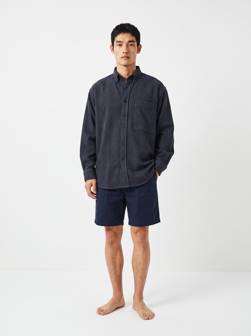 Heavyweight Cotton Glen Check Button-Down Shirt