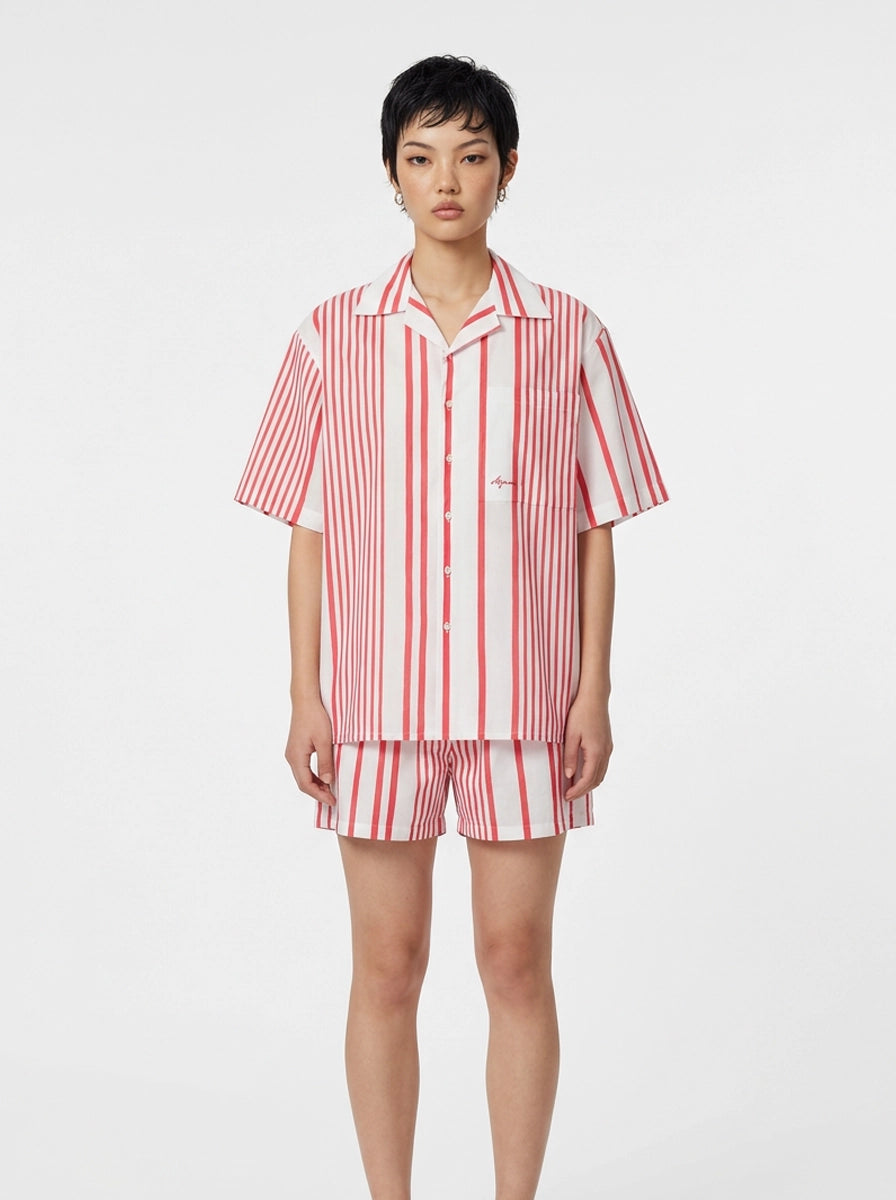 Coral Stripe Cotton Shirt