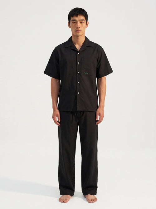 Black Cotton Linen Shirt