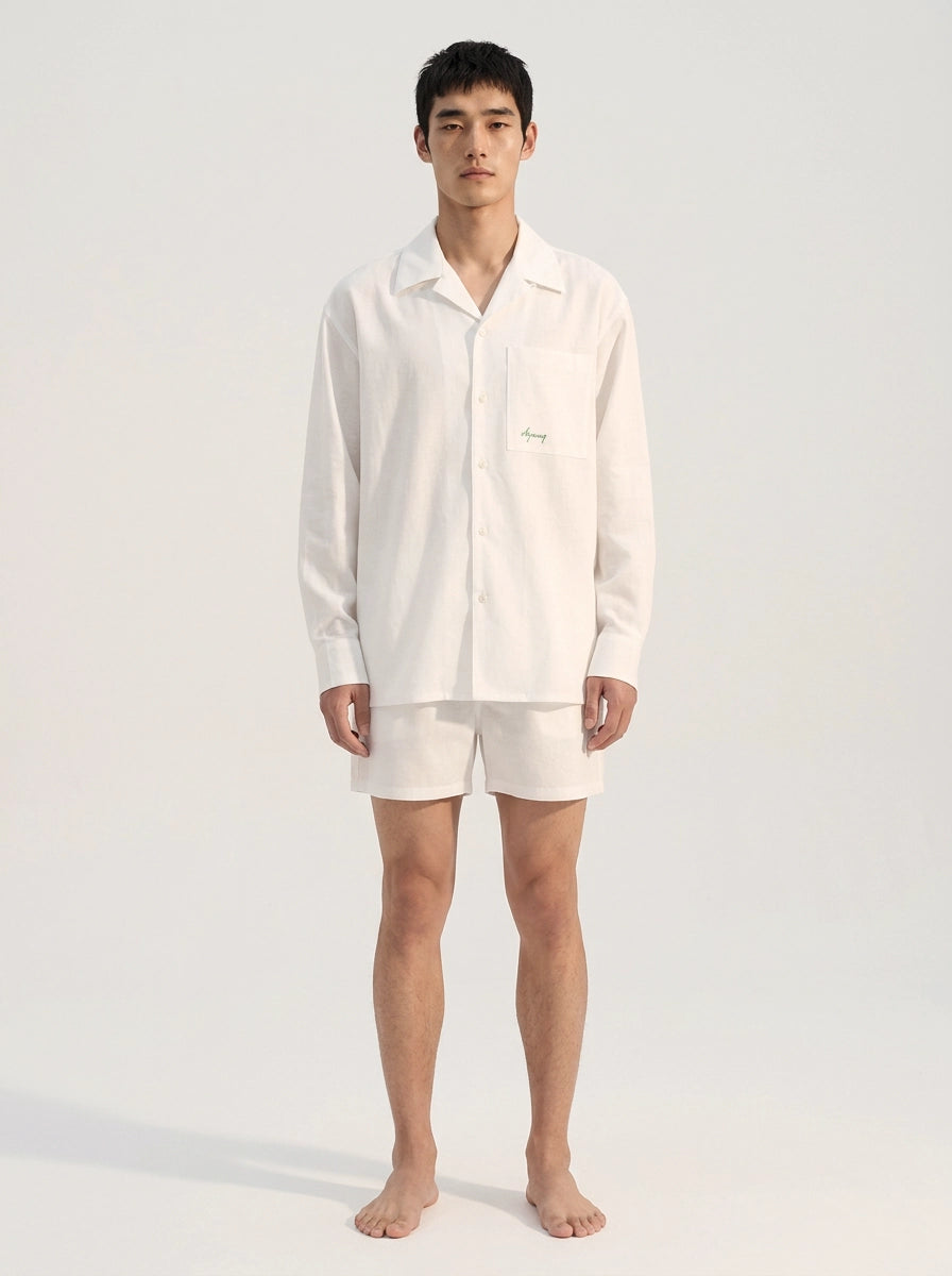 White Cotton Linen Shirt