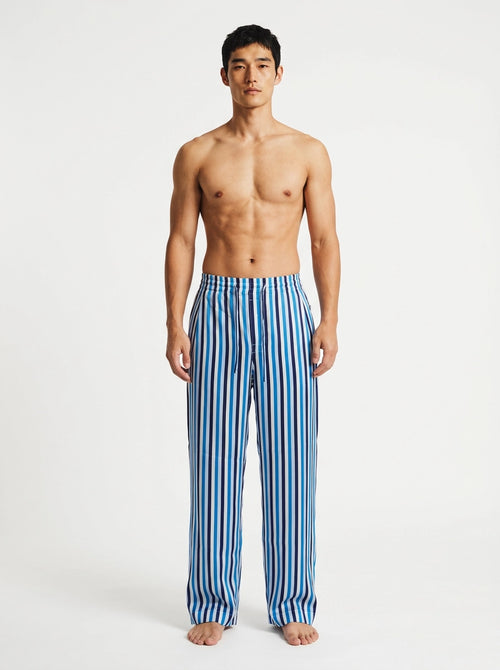 Blue Stripe Silk Lounge Trousers