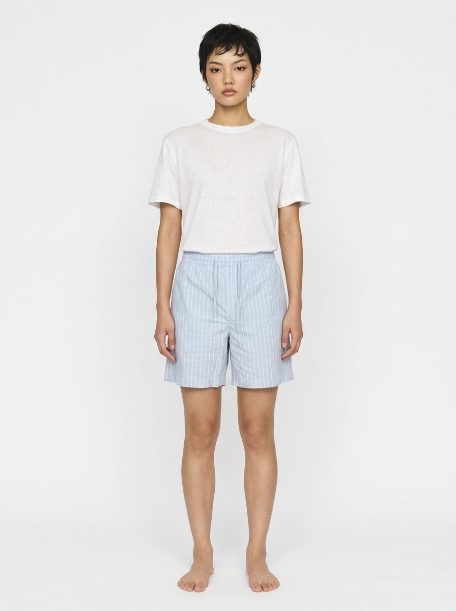 Sky Blue Stripe Cotton Shorts