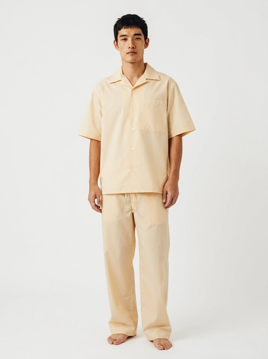 Beige Pinstripe Cotton Shirt