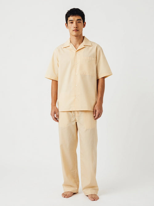 Beige Pinstripe Cotton Shirt