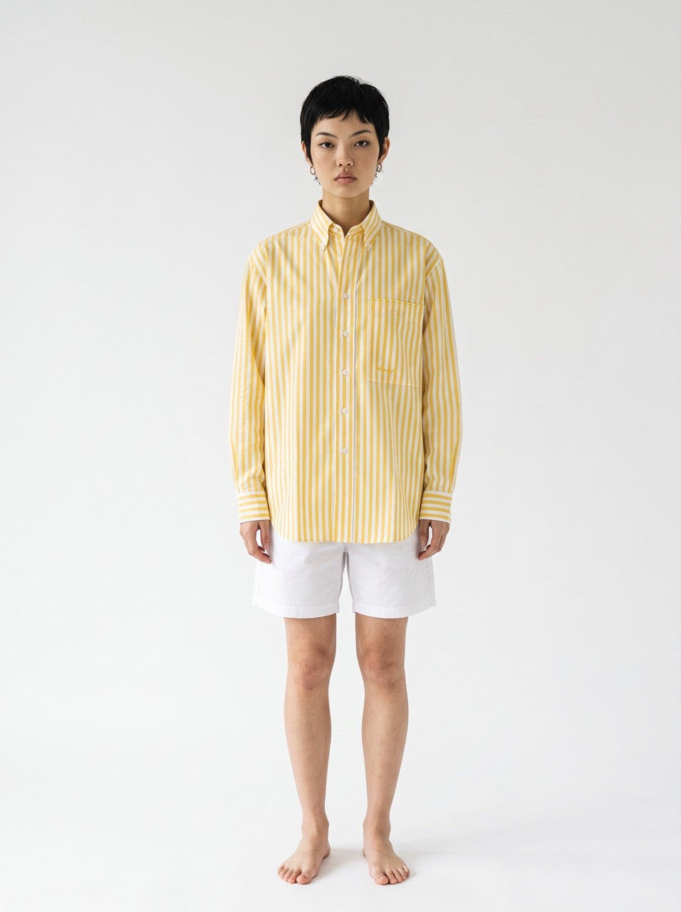 Yellow Stripe Yarn-Dyed Cotton Button-Down Shirt