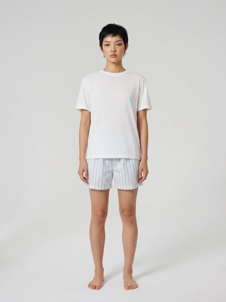 White Stripe Cotton Boxer Shorts