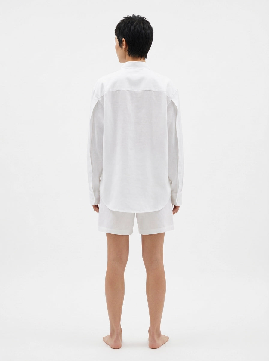 White Cotton Linen Shirt