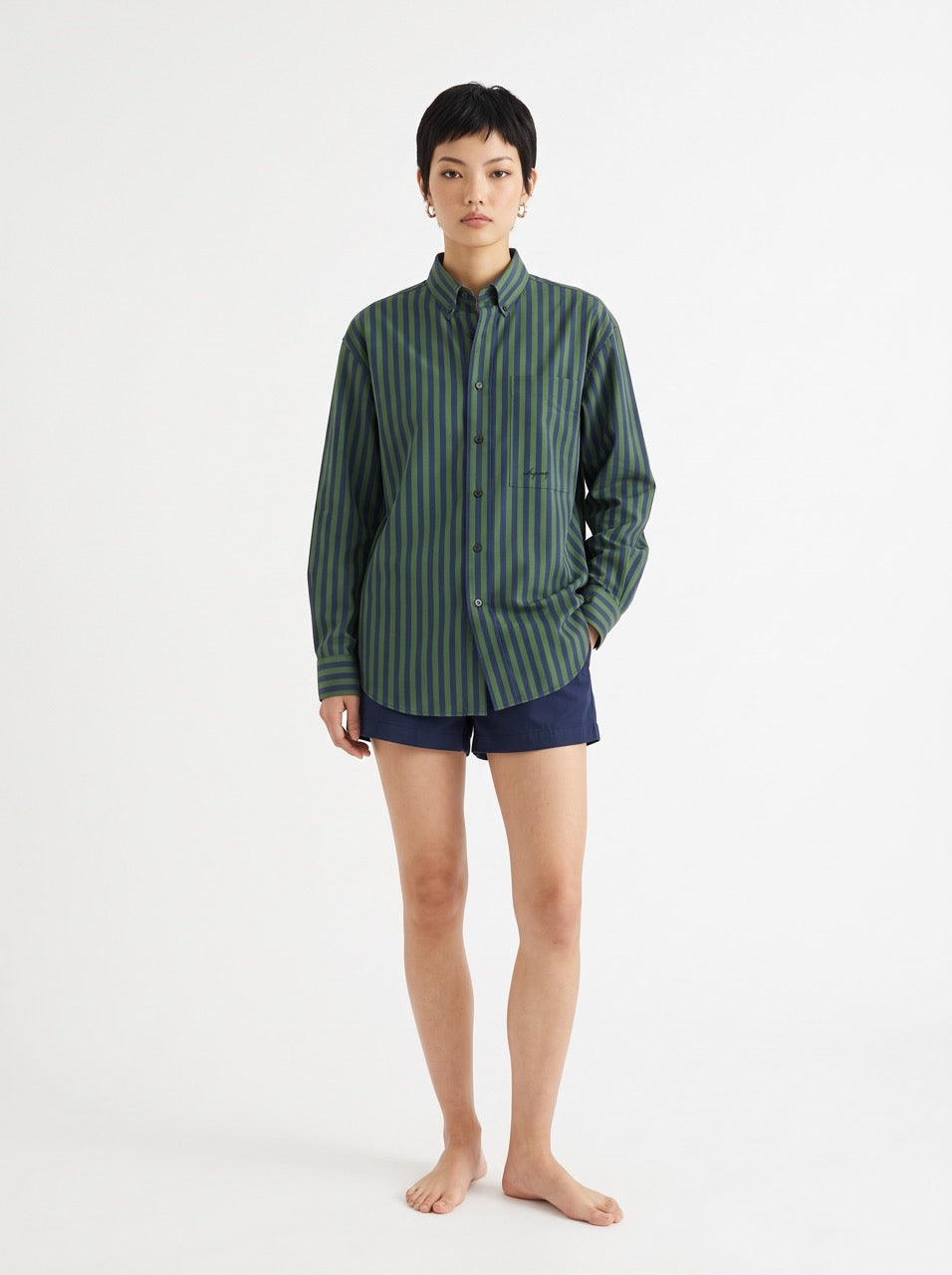 Cotton Stripe Button-Down Shirt