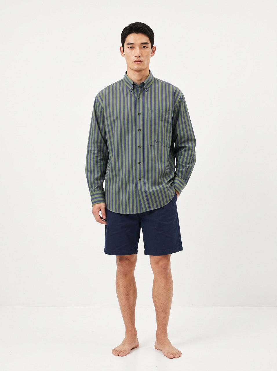Cotton Stripe Button-Down Shirt