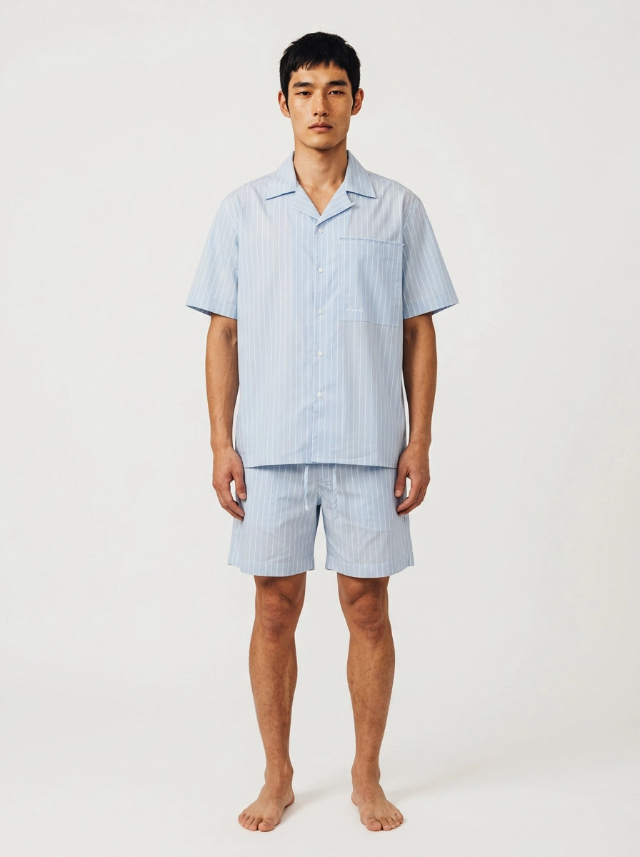 Sky Blue Stripe Cotton Shirt