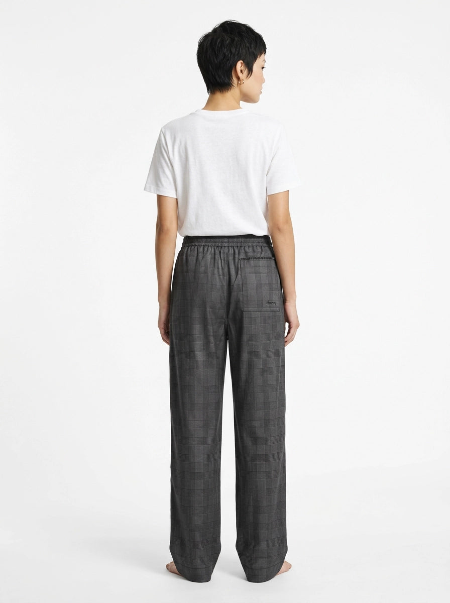 Charcoal Houndstooth Cotton Lounge Trousers