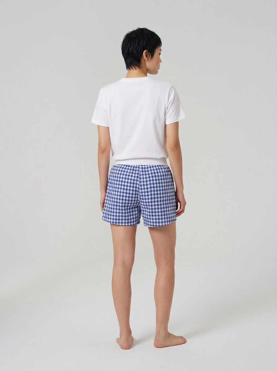 Blue Gingham Cotton Boxers