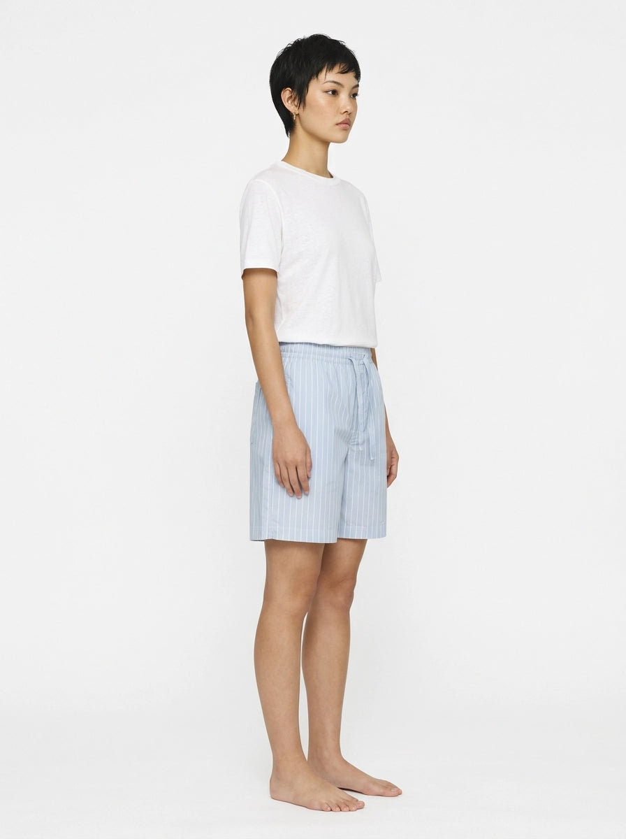 Sky Blue Stripe Cotton Shorts