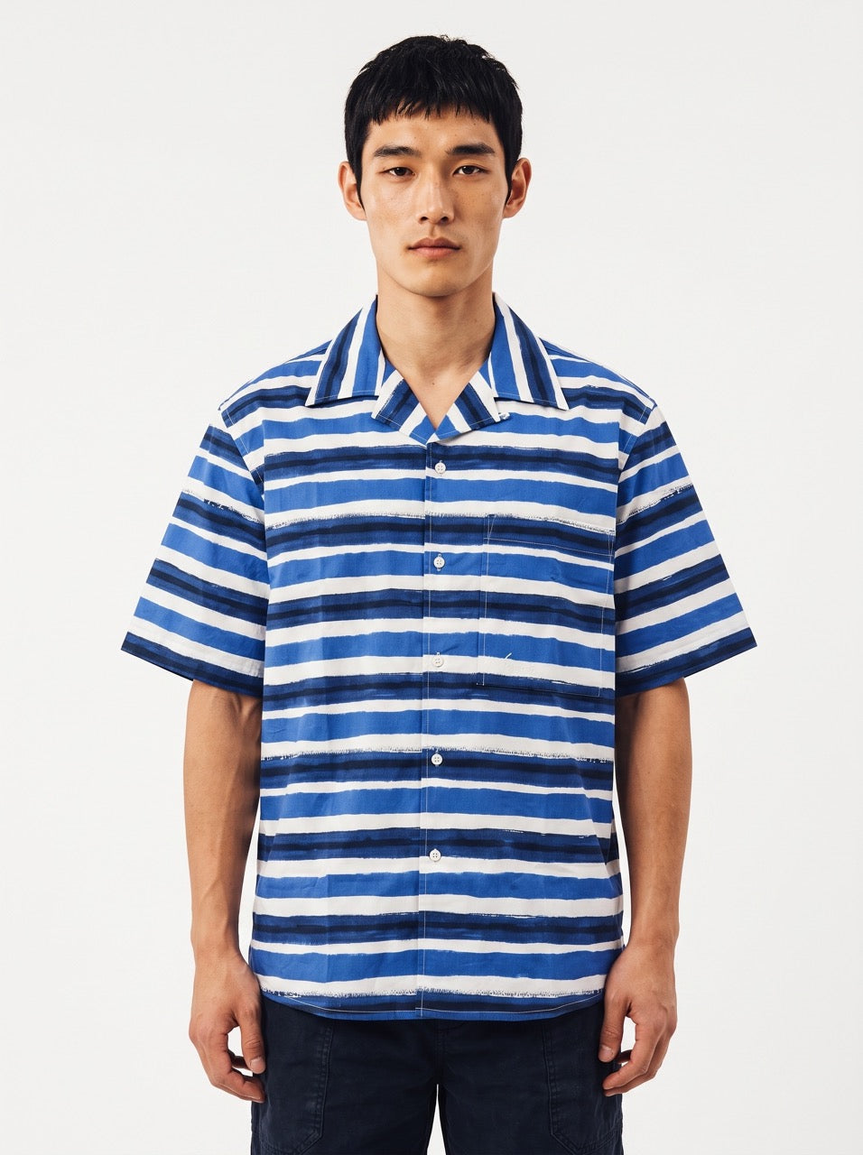Printed Cotton Cuban Collar Shirt