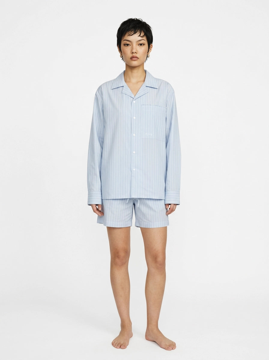 Sky Blue Stripe Cotton Shirt