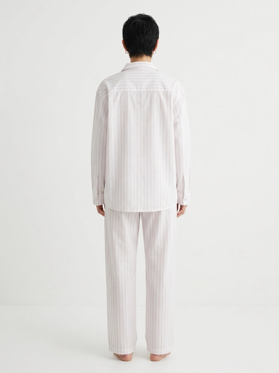 White & Red Fine Stripe Cotton Shirt