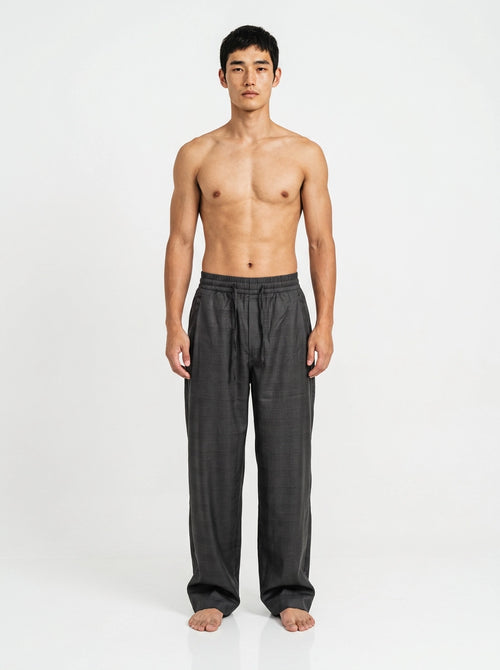 Charcoal Houndstooth Cotton Lounge Trousers