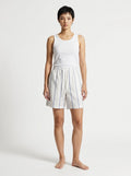 White & Blue Striped Linen Shorts