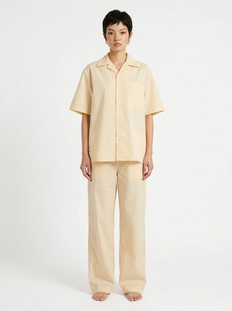Beige Pinstripe Cotton Shirt