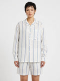 White & Blue Striped Linen Shirt