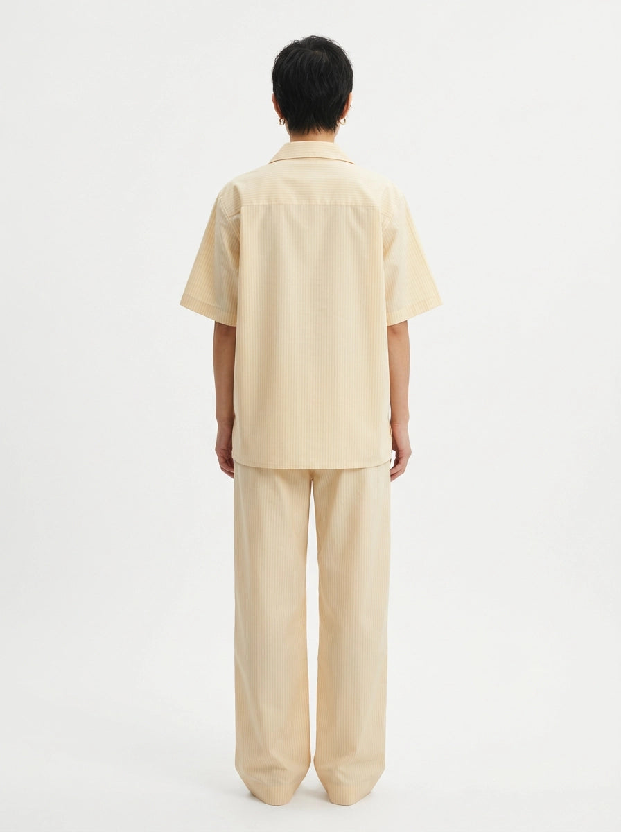 Beige Pinstripe Cotton Shirt