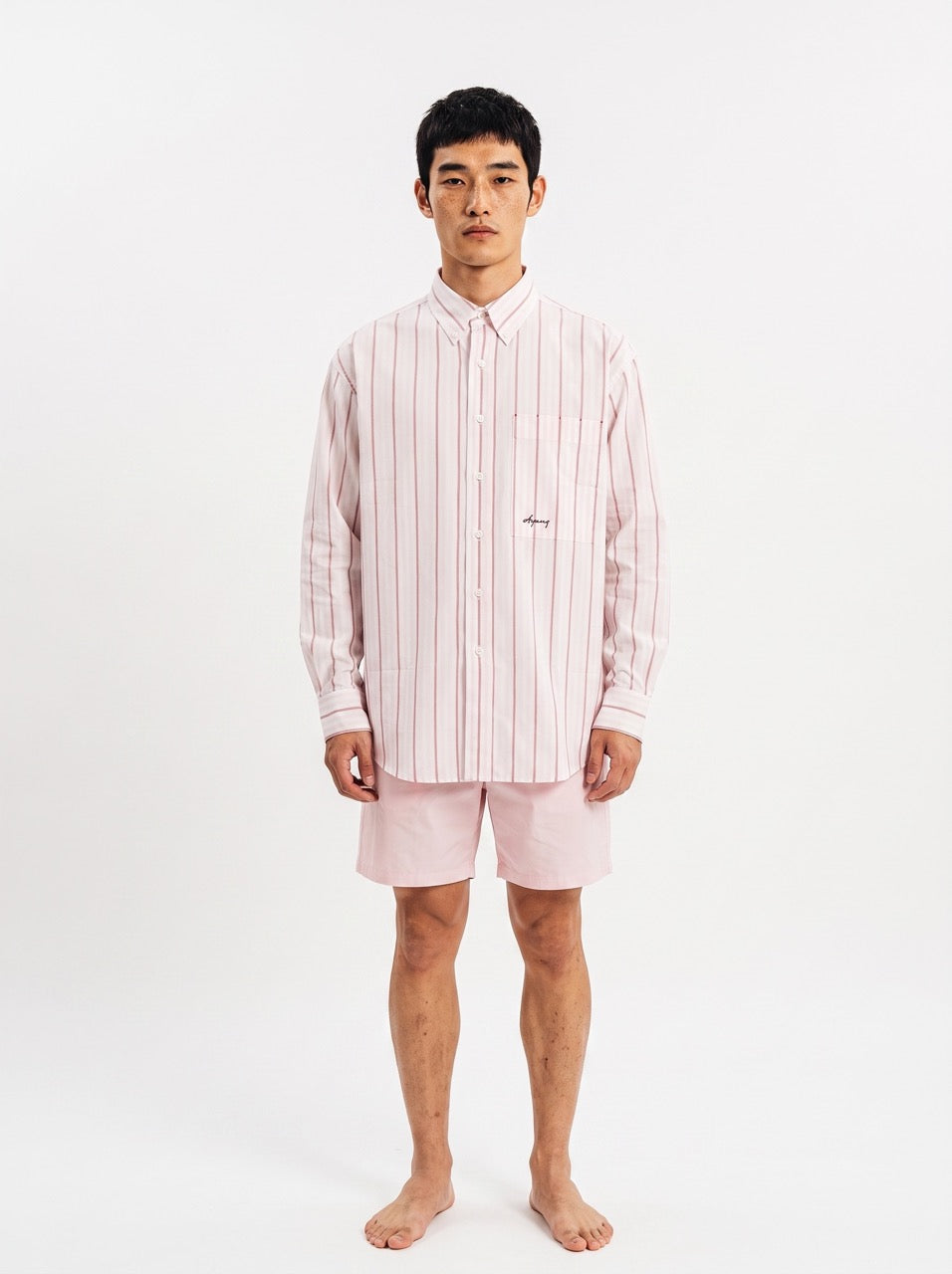 Pink Stripe Yarn-Dyed Cotton Button-Down Shirt