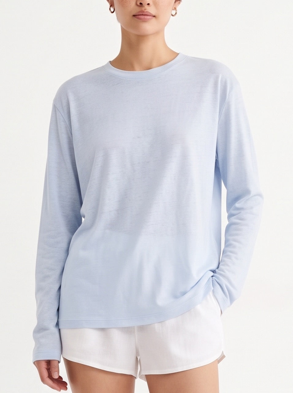 Snow Cotton Long Sleeve T-Shirt – Sky Blue