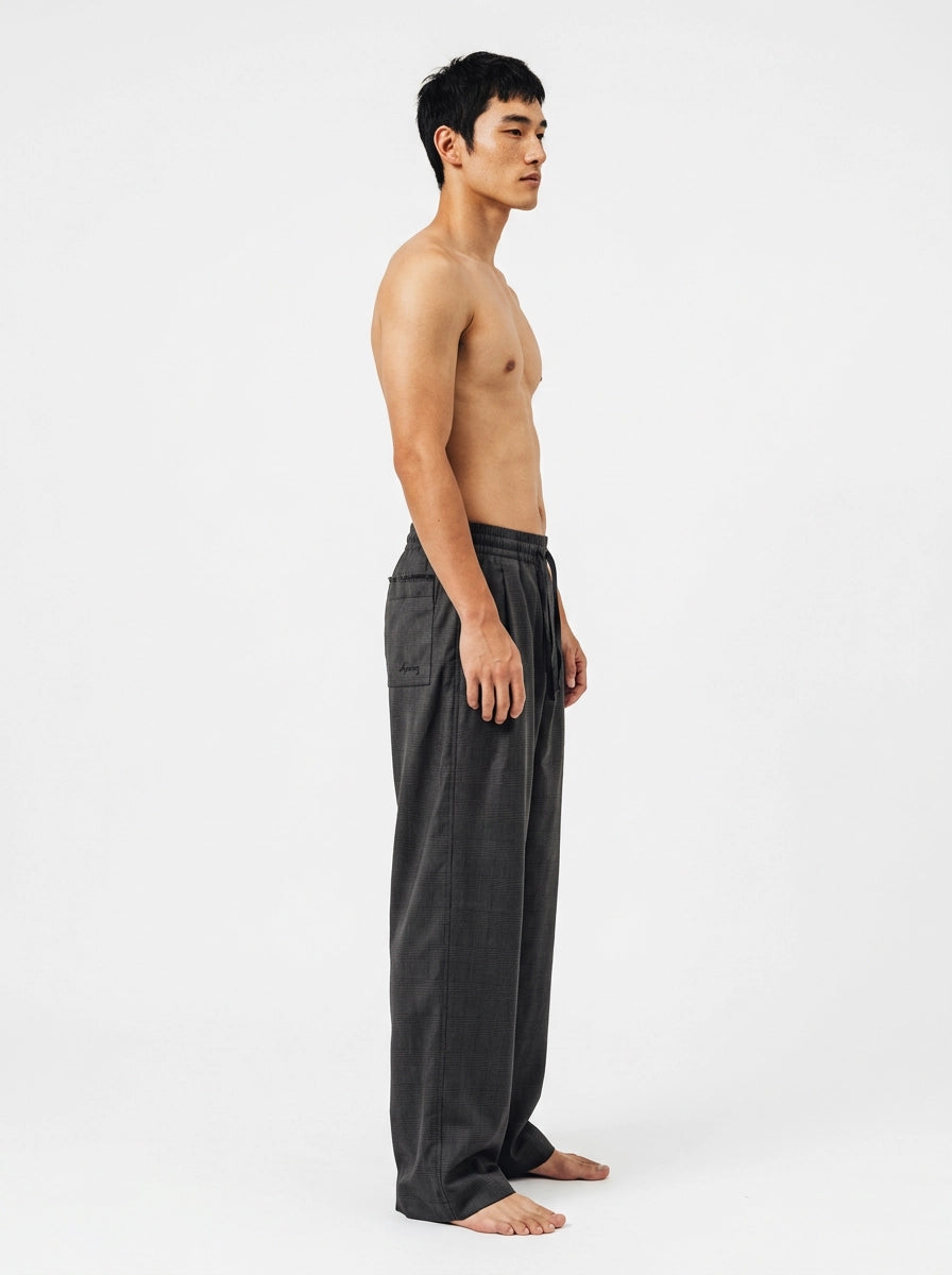 Charcoal Houndstooth Cotton Lounge Trousers