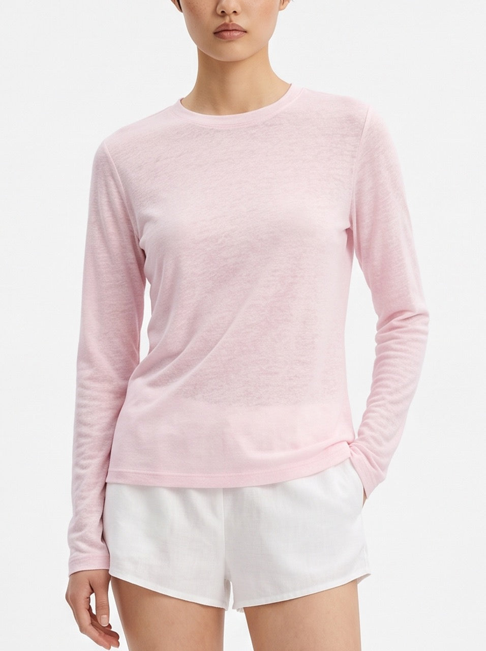 Snow Cotton Long Sleeve T-Shirt – Soft Pink