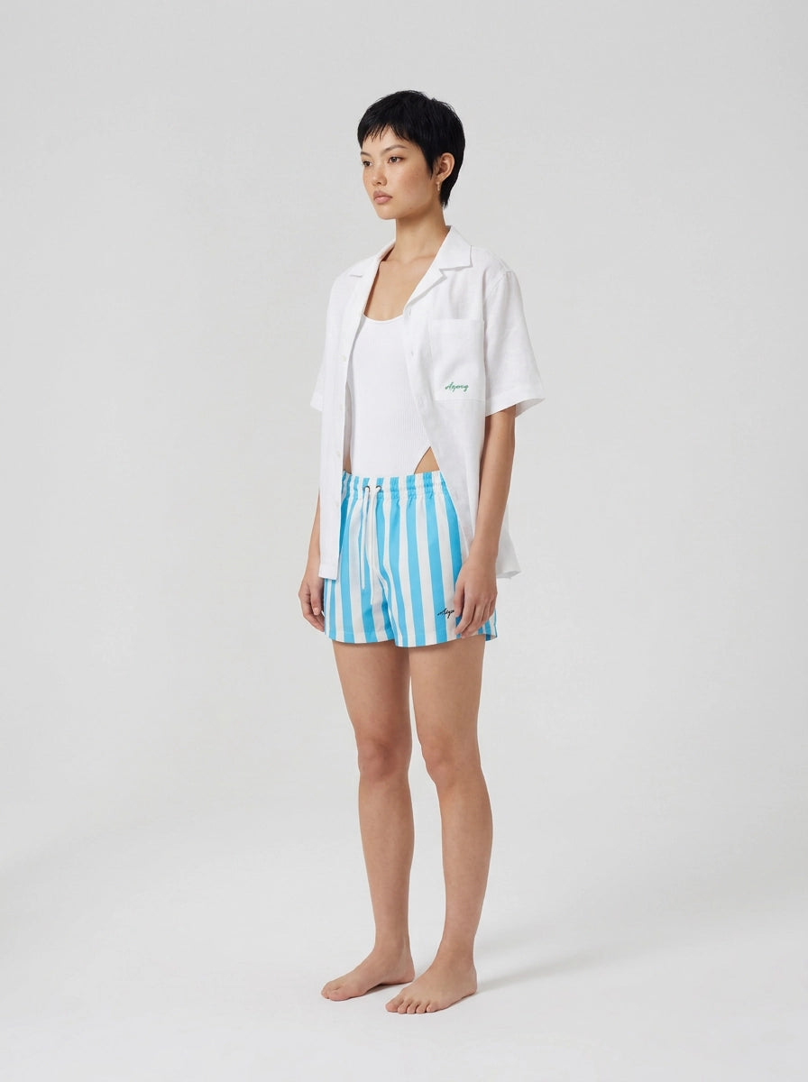 Sky Blue Stripe Swim Shorts