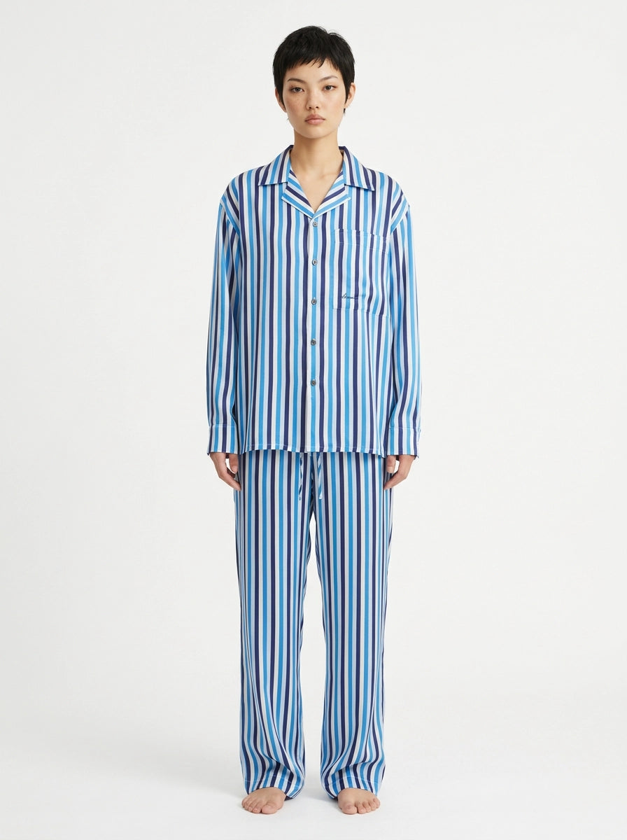 Blue Stripe Silk Shirt