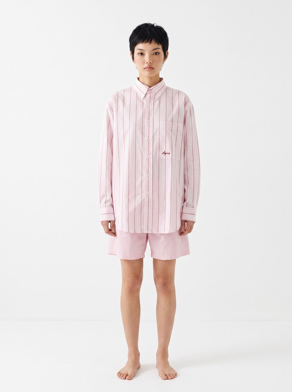 Pink Stripe Yarn-Dyed Cotton Button-Down Shirt
