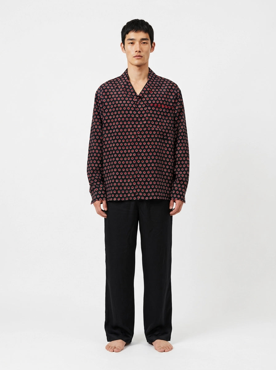 Black & Red Dot Silk Shirt