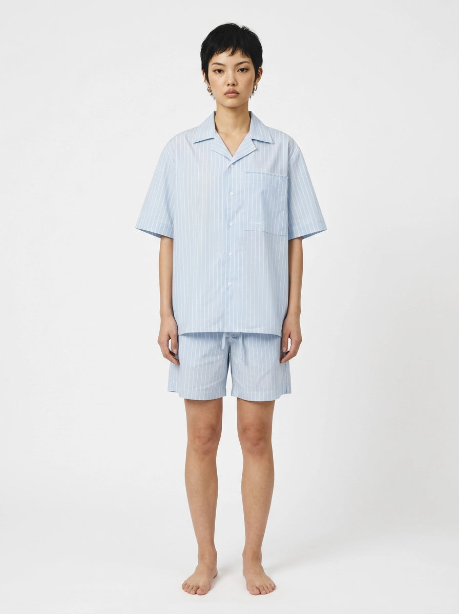 Sky Blue Stripe Cotton Shirt