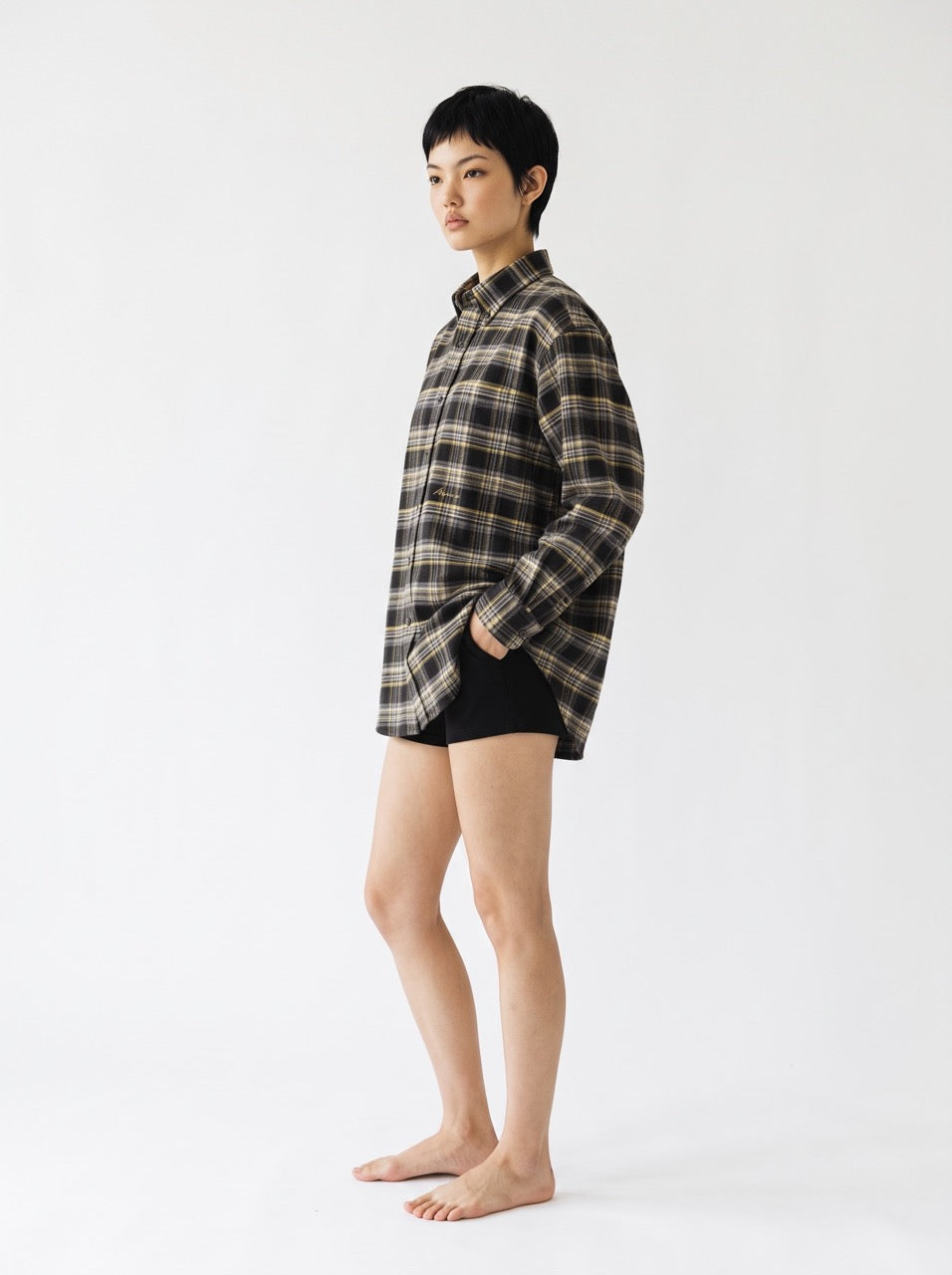 Grey, Mustard & Black Yarn-Dyed Cotton Check Button-Down Shirt