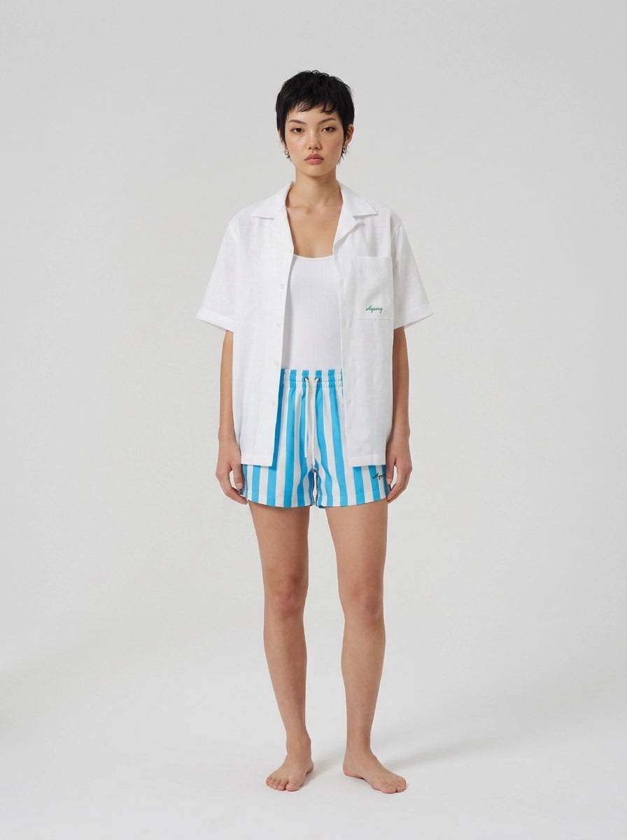 Sky Blue Stripe Swim Shorts